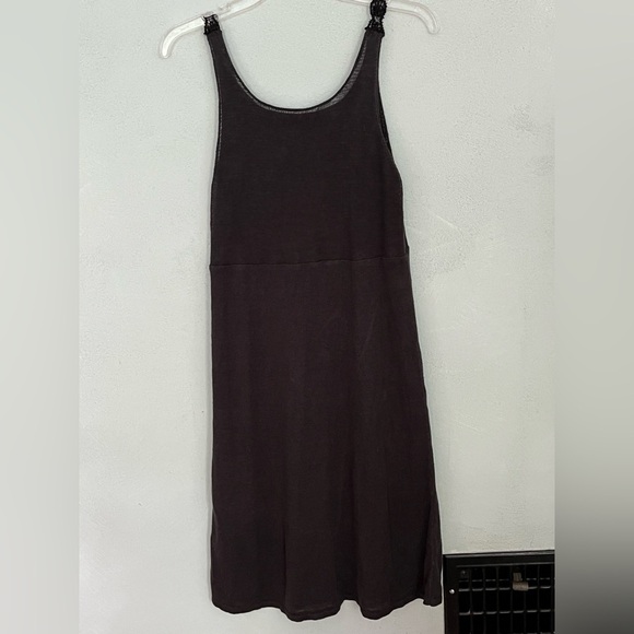 Eileen Fisher 100% Linen Sleeveless Tank Dress Charcoal Lace Strap Minimalist XS - Picture 6 of 15
